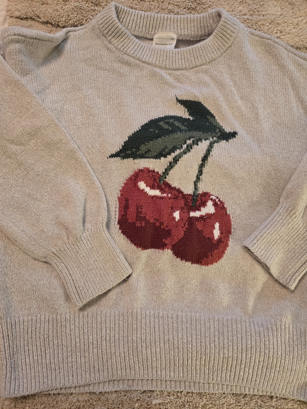 Abercrombie & Fitch Cream Sweater with Cherry Motif